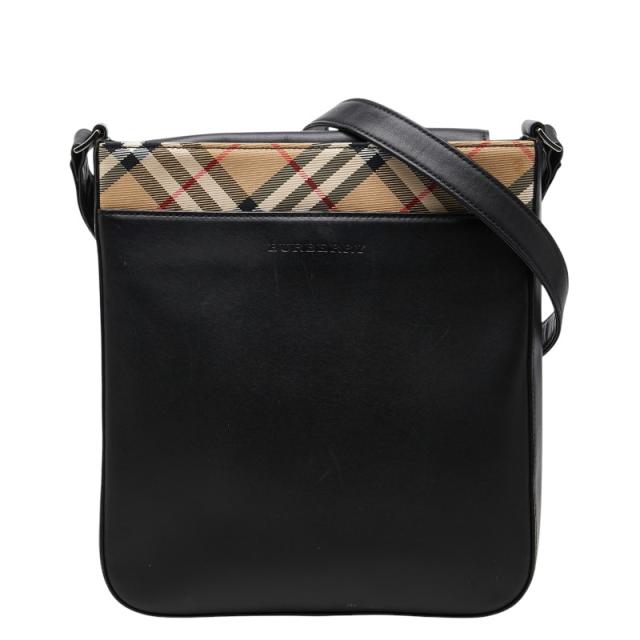 バーバリー ノバチェック ショルダーバッグ ブラック ベージュ レザー ナイロン レディース BURBERRY 【中古】 21,840円