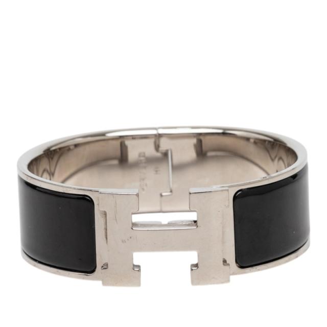 エルメス クリッククラックH PM ブレスレット シルバー ブラック メタル エナメル レディース HERMES 【中古】 44,980円