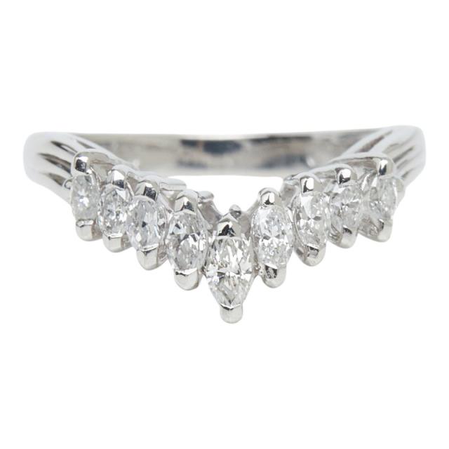 Pt900 プラチナ ダイヤ0.37ct V字リング リング 指輪 レディース 8.5号 中古