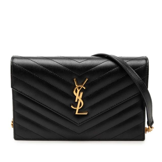 サンローラン カサンドラ エンベロープ YSLロゴ チェーン ショルダーバック GNC742920 ブラック ゴールド レザー SAINT LAURENT 【中古】 92,400円