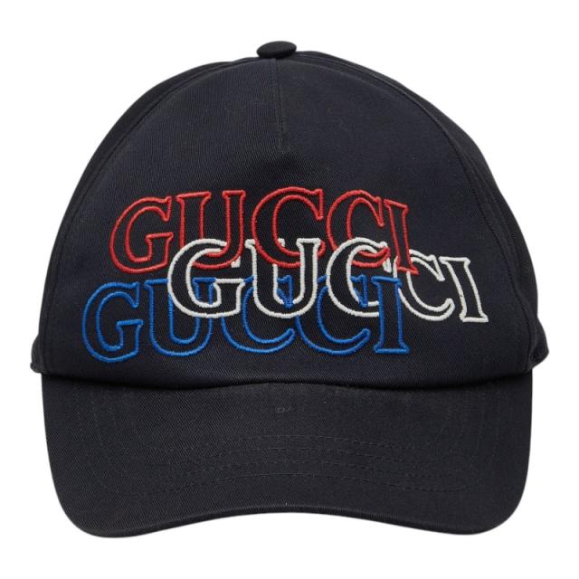 グッチ ロゴ ベースボールキャップ サイズM 788548 ブラック コットン レーヨン メンズ GUCCI 【中古】