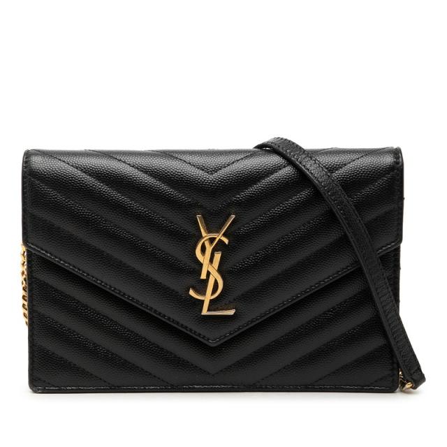 サンローラン YSLロゴ カサンドラ エンベロープ チェーン ウォレット ショルダーバッグ 393953 ブラック レザー SAINT LAURENT 【中古】 73,040円