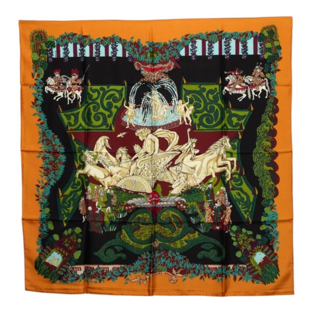 エルメス カレ90 LE PARADIS DU ROY 王の楽園 スカーフ マルチカラー シルク レディース HERMES 【中古】