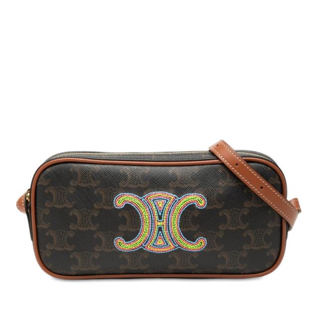 セリーヌ トリオンフ キュイル ショルダーバッグ ブラウン PVC レザー レディース CELINE 【中古】