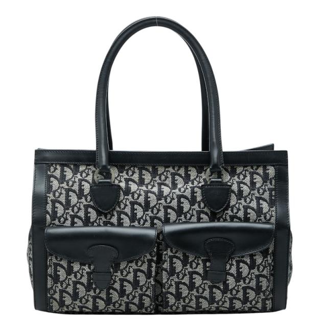 ディオール トロッター トートバッグ ハンドバッグ ブラック グレー キャンバス レザー レディース Dior 【中古】