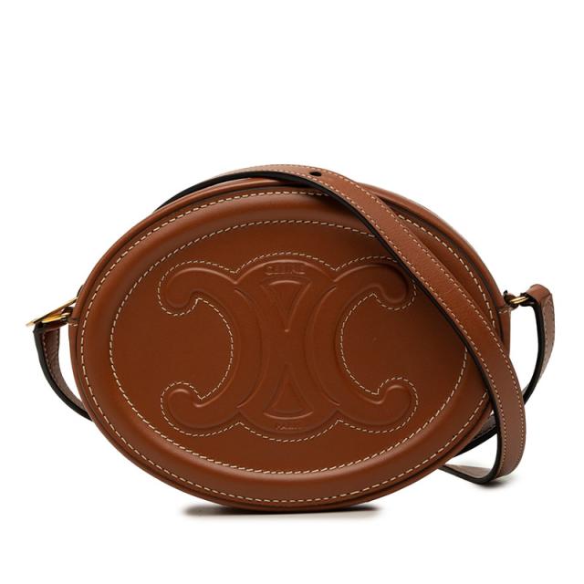 セリーヌ トリオンフ オーバルパース キュイル 斜め掛け ショルダーバッグ ブラウン レザー レディース CELINE 【中古】 65,890円