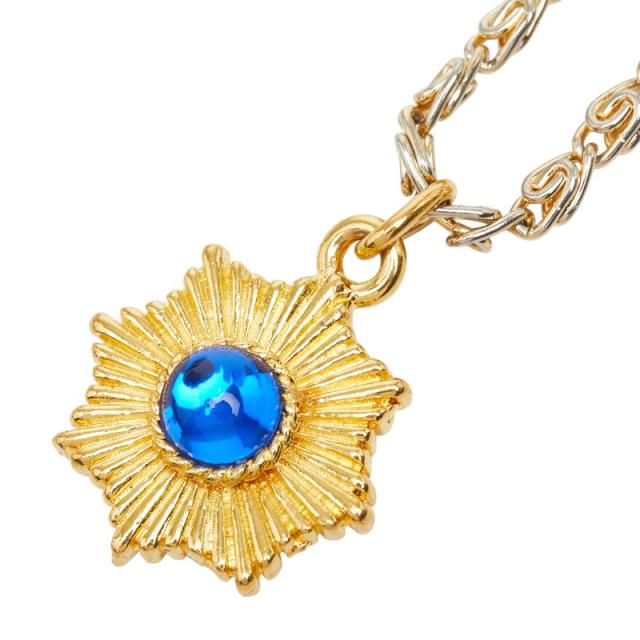 シャネル ココマーク グリポア ヴィンテージ チェーン ペンダント ネックレス ゴールド ブルー メッキ ガラス CHANEL 【中古】 28,258円