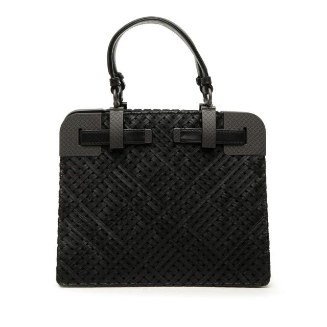 ボッテガヴェネタ イントレチャート ハンドバッグ ブラック レザー レディース BOTTEGAVENETA 【中古】