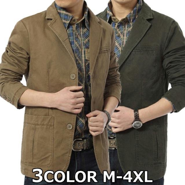 テーラードジャケット 綿100％ ジャケット アウター メンズ ボタン付き 無地 長袖 カジュアルの通販は