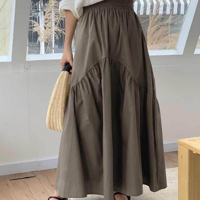 レディース 女性用 ウィメンズ ボトムス スカート ロング丈 ゆったり シンプル カジュアル Aライン 綿 通気性_11