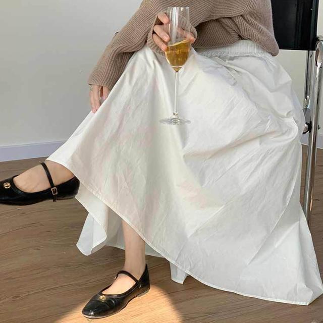 レディース 女性用 ウィメンズ ボトムス スカート ロング丈 ゆったり シンプル カジュアル Aライン 綿 通気性_4