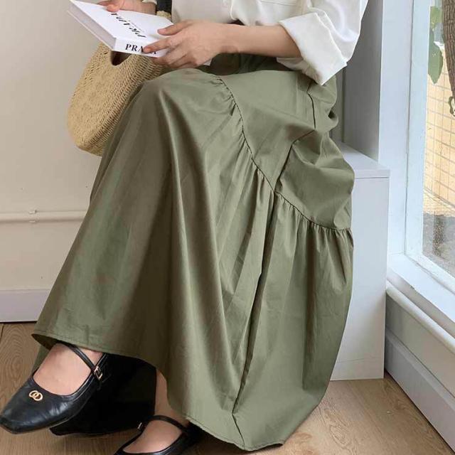 レディース 女性用 ウィメンズ ボトムス スカート ロング丈 ゆったり シンプル カジュアル Aライン 綿 通気性_9