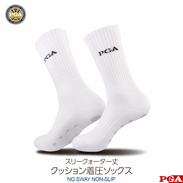 PGA スリークォーター丈 ソックス メンズ 25cm-28cm ２足組