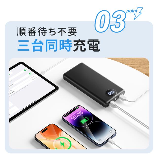 モバイルバッテリー A96 大容量 40000mAh 2.4A 急速充電 Type-C出入力