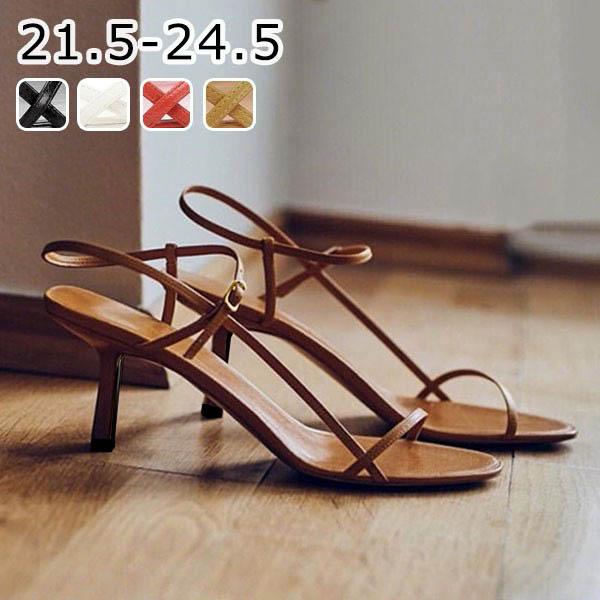 【レビュー投稿で+5%還元】華奢ストラップサンダル ピンヒールヒール ローヒール サンダル レディース かかと あり ヒールサンダル アンクルストラップ 夏 ベルト 靴 女性 大人 美脚 シューズ 小さいサイズ ブラック ホワイト レッド ブラウンの通販は