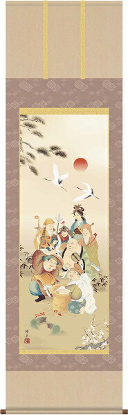 掛け軸 〔長さ約1884mm〕 中山雪邨 掛軸(尺五) 「彩色山水」 桐箱入り 日本製 掛け軸 長さ約1884mm 中山雪邨 掛軸 尺五 「彩色山水」 桐箱入り 日本