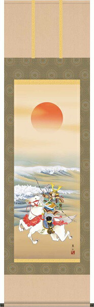 掛け軸/節句画/武者・兜/大成武者/榎本東山/竹翠会/洛彩緞子本表装/尺五サイズ幅54.5cm/桐箱畳紙収納/表装品質十年保証/端午の節句掛軸 初節句 こどもの日の通販は 15,500円