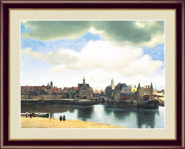 【お得クーポン配布中】 世界の名画 デルフトの眺望　ヨハネス フェルメール F8　61×49.5cm 手彩仕上 高精細巧芸美術画 三幸　インテリア 額入り　額装込　アート　ギフト　巣ごもり　油絵