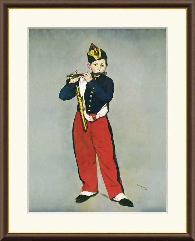 【お得クーポン配布中】 世界の名画 笛を吹く少年　マネ F8　61×49.5cm 手彩仕上 高精細巧芸美術画 インテリア 額入り　額装込　アート　ギフト　巣ごもり　油絵