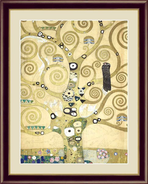 【お得クーポン配布中】 世界の名画 生命の樹　クリムト F8　61×49.5cm 手彩仕上 高精細巧芸美術画 インテリア 額入り　額装込　アート　ギフト　巣ごもり　油絵