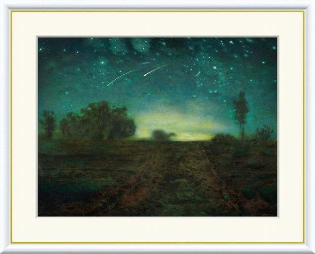 【お得クーポン配布中】 世界の名画 星の夜　フランソワ　ミレー F8　61×49.5cm 手彩仕上 高精細巧芸美術画 インテリア 額入り　額装込　アート　ギフト　巣ごもり　油絵