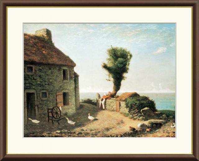 世界の名画　油絵 グリュシーの村はずれ　フランソワ　ミレー F8　61×49.5cm 手彩仕上 高精細巧芸美術画 インテリア 額入り　額装込　アート　ギフト　巣ごもりの通販は