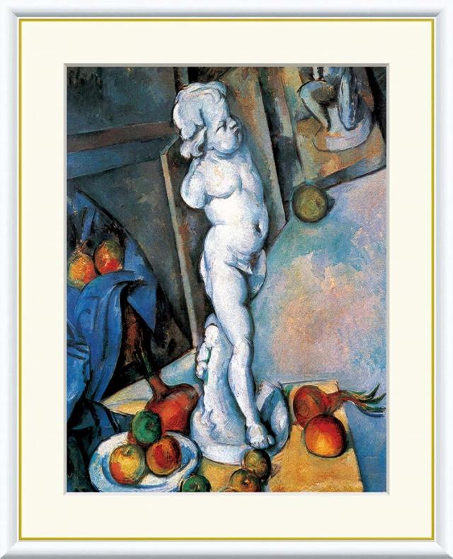 世界の名画　油絵 キューピッドの石膏像のある静物　セザンヌ F4　42×34cm 手彩仕上 高精細巧芸美術画 インテリア 額入り　額装込　アート　ギフト　巣ごもりの通販は