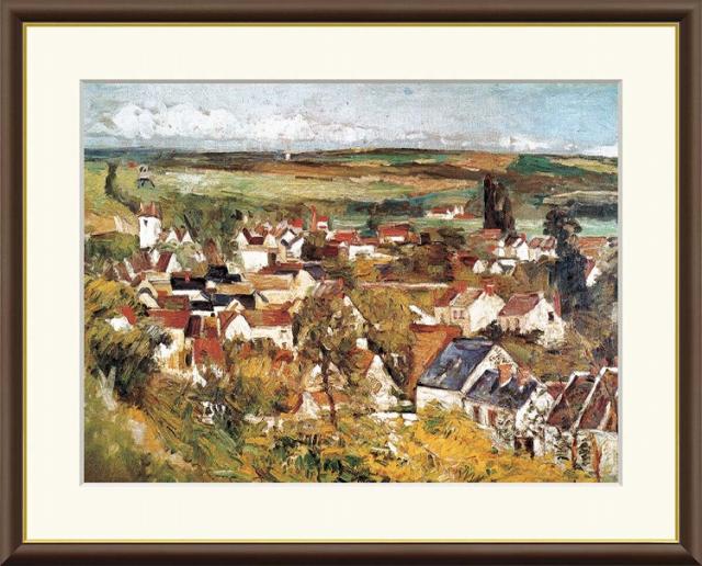 【お得クーポン配布中】 世界の名画 オヴェールの展望　セザンヌ F8　61×49.5cm 手彩仕上 高精細巧芸美術画 インテリア 額入り　額装込　アート　ギフト　巣ごもり　油絵