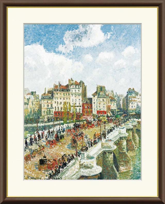 【お得クーポン配布中】 世界の名画 ポン・ヌフ　ピサロ F8　61×49.5cm 手彩仕上 高精細巧芸美術画 インテリア 額入り　額装込　アート　ギフト　巣ごもり　油絵