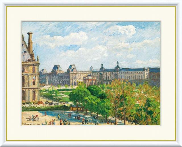 【お得クーポン配布中】 世界の名画 カルーゼル広場、パリ　ピサロ F8　61×49.5cm 手彩仕上 高精細巧芸美術画 インテリア 額入り　額装込　アート　ギフト　巣ごもり　油絵