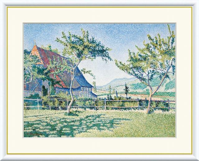 世界の名画　油絵 牧草地 コンブラ・ル・シャトー　シニャック F8　61×49.5cm 手彩仕上 高精細巧芸美術画 インテリア 額入り　額装込　アート　ギフト　巣ごもりの通販は