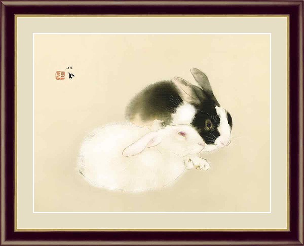 日本の名画　日本画 宇佐幾　竹内栖鳳 F4　42×34cm 手彩仕上 高精細巧芸美術画 インテリア 額入り　額装込　アート　ギフト　巣ごもりの通販は