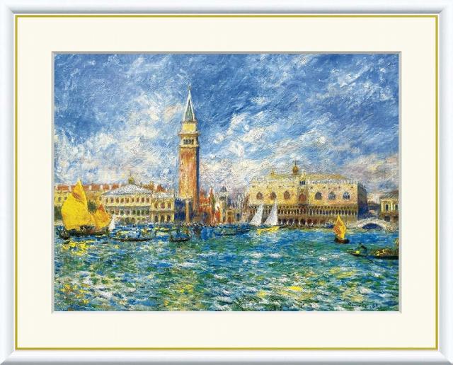 【お得クーポン配布中】 世界の名画 ヴェネツィアのパラッツォ・ドゥカーレ　ルノワール F8　61×49.5cm 手彩仕上 高精細巧芸美術画 インテリア 額入り　額装込　アート　ギフト　巣ごもり　油絵