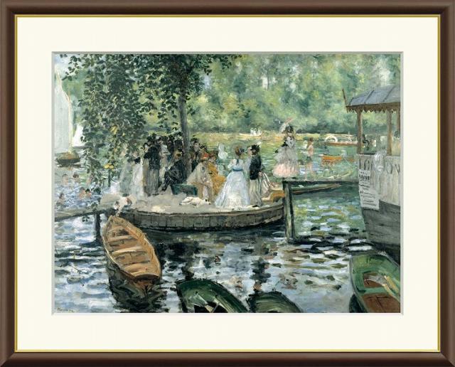 【お得クーポン配布中】 世界の名画 ラ・グルヌイエール　ルノワール F8　61×49.5cm 手彩仕上 高精細巧芸美術画 インテリア 額入り　額装込　アート　ギフト　巣ごもり　油絵
