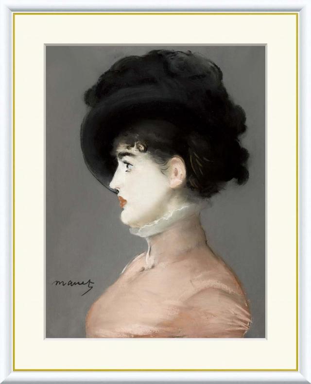 【お得クーポン配布中】 世界の名画 イルマ・ブルンナーの肖像　マネ F8　61×49.5cm 手彩仕上 高精細巧芸美術画 インテリア 額入り　額装込　アート　ギフト　巣ごもり　油絵