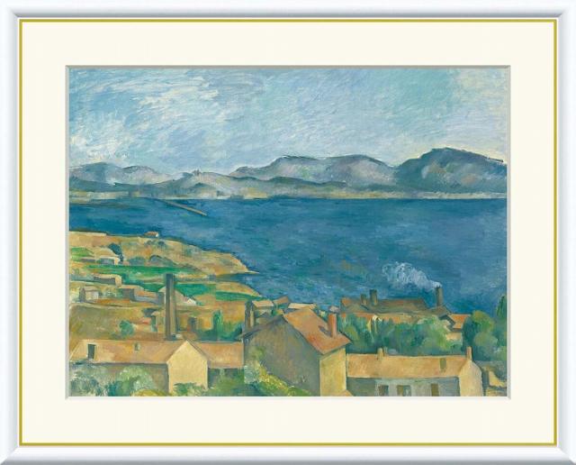 世界の名画　油絵 エスタックから眺めたマルセイユ湾　セザンヌ F8　61×49.5cm 手彩仕上 高精細巧芸美術画 インテリア 額入り　額装込　アート　ギフト　巣ごもりの通販は