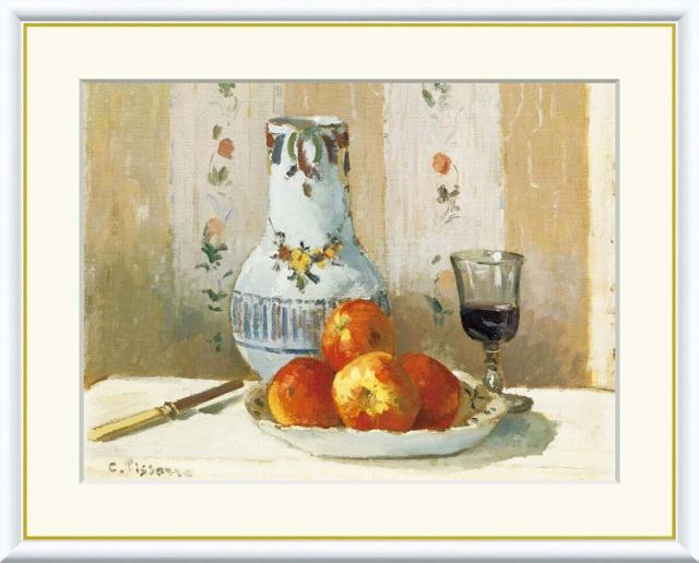 【お得クーポン配布中】 世界の名画 林檎と水差しのある静物　ピサロ F8　61×49.5cm 手彩仕上 高精細巧芸美術画 インテリア 額入り　額装込　アート　ギフト　巣ごもり　油絵
