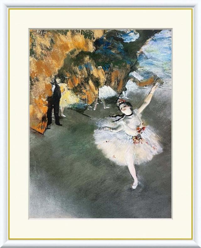 【お得クーポン配布中】 世界の名画 舞台の踊り子　ドガ F8　61×49.5cm 手彩仕上 高精細巧芸美術画 インテリア 額入り　額装込　アート　ギフト　巣ごもり　油絵