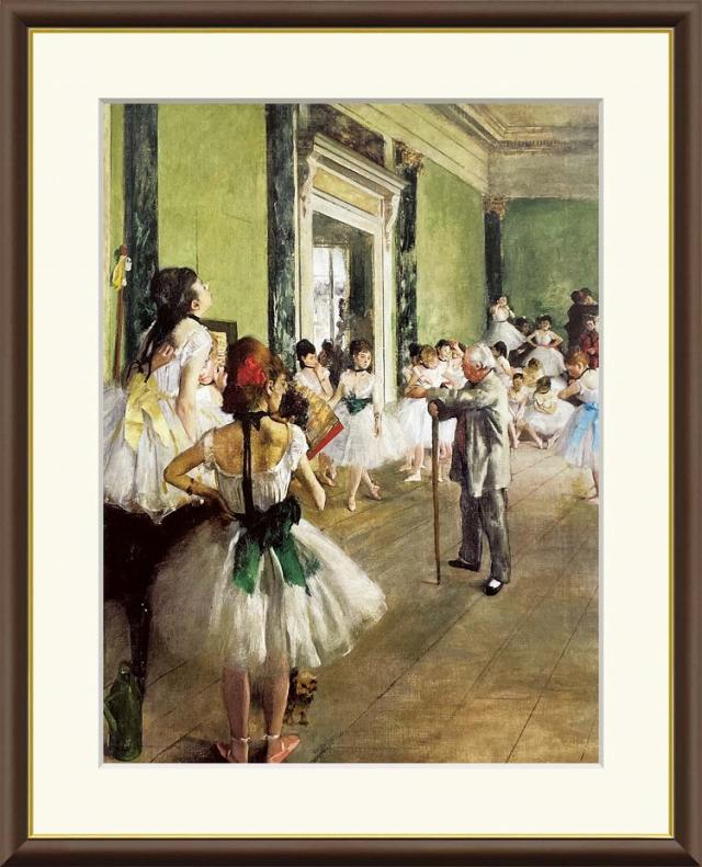 【お得クーポン配布中】 世界の名画 ダンスのレッスン　ドガ F8　61×49.5cm 手彩仕上 高精細巧芸美術画 インテリア 額入り　額装込　アート　ギフト　巣ごもり　油絵