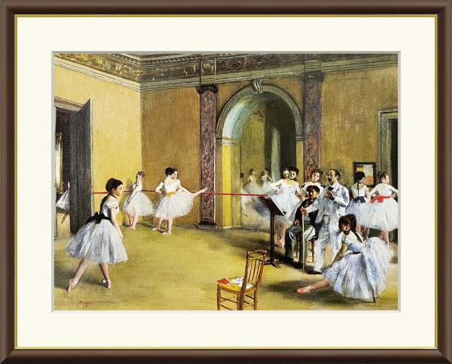 【お得クーポン配布中】 世界の名画 ル・ペルティエ街のオペラ座の稽古場　ドガ F8　61×49.5cm 手彩仕上 高精細巧芸美術画 インテリア 額入り　額装込　アート　ギフト　巣ごもり　油絵