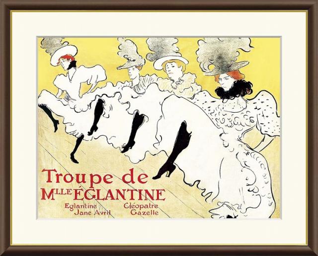 【お得クーポン配布中】 世界の名画 マドモアゼル・エレガンティーヌとその一座　ロートレック F8　61×49.5cm 手彩仕上 高精細巧芸美術画 インテリア 額入り　額装込　アート　ギフト　巣ごもり　油絵