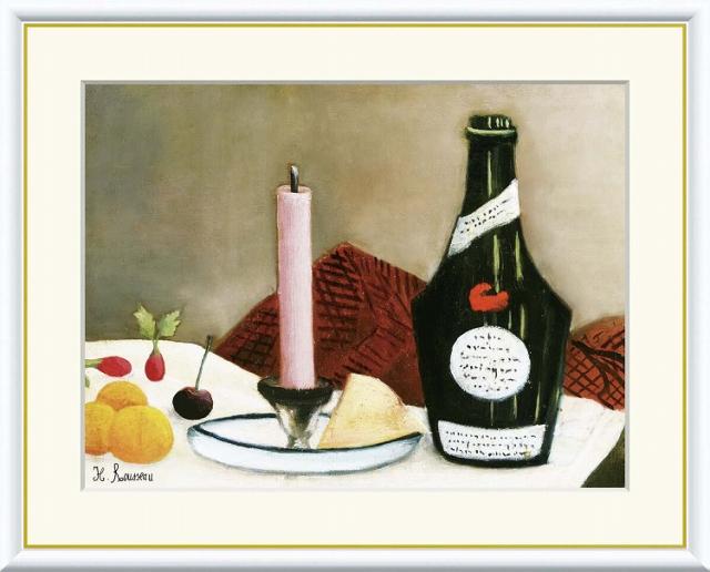 【お得クーポン配布中】 世界の名画 ピンクのろうそく　ルソー F8　61×49.5cm 手彩仕上 高精細巧芸美術画 インテリア 額入り　額装込　アート　ギフト　巣ごもり　油絵