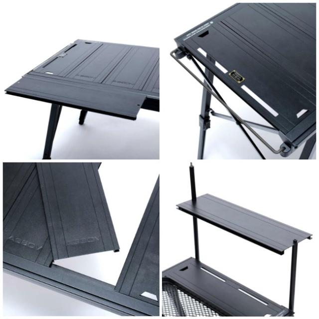 アッソブ AS2OV フォールディングテーブル FOLDING TABLE テーブル 机 折り畳み式 高さ調整可能 アルミ 軽量 キャンプ アウトドア バーベキュー 492502-10