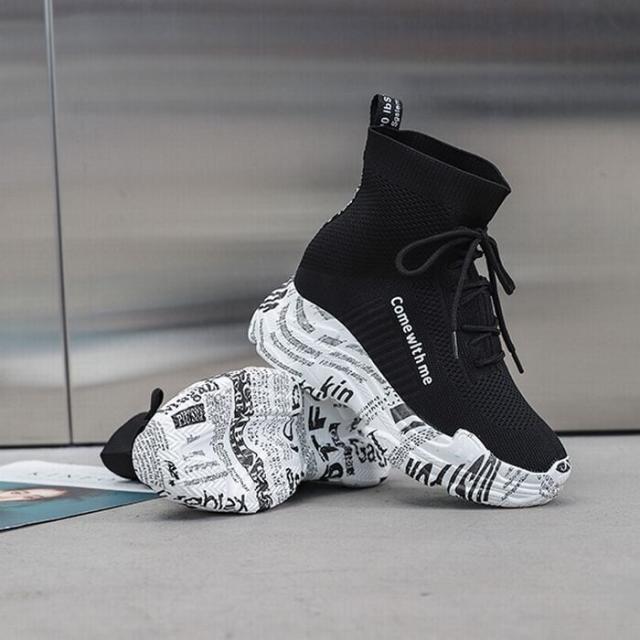 ソックススニーカー ハイカット 厚底スニーカー インヒール 厚底 シューズ カジュアル スポーツ ストリート系 22.5〜25.0cm 歩きやすい　疲れない　スニーカー　厚底　ローカット　美脚　ブラック　ホワイト　２０代30代４０代　大人女子