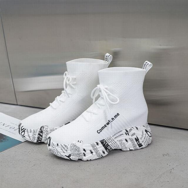 ソックススニーカー ハイカット 厚底スニーカー インヒール 厚底 シューズ カジュアル スポーツ ストリート系 22.5〜25.0cm 歩きやすい　疲れない　スニーカー　厚底　ローカット　美脚　ブラック　ホワイト　２０代30代４０代　大人女子