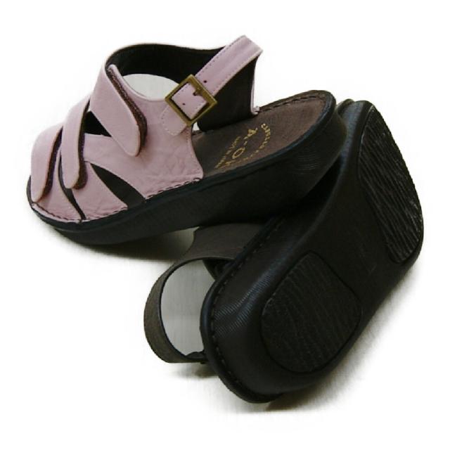 日本製 本革 幅広 4e 甲高 サンダル ベルクロサンダル 快適 革 快適