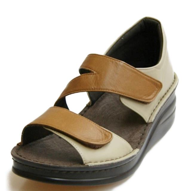 日本製 本革 ベルクロ 2か所 オープントゥシューズ 快適サポート