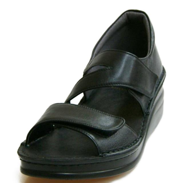 日本製 本革 ベルクロ 2か所 オープントゥシューズ 快適サポート