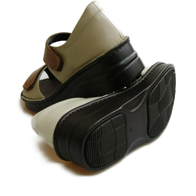 日本製　本革　ベルクロ　2か所　オープントゥシューズ　快適サポートインソール　軽量　4e 幅広　甲高　外反母趾　履きやすい　歩きやすい　疲れにくい　かわいい　おしゃれ　カジュアル　通勤　旅行　車の運転 日本製 本革 ベルクロ 2か所 オープントゥシューズ 快適サポート