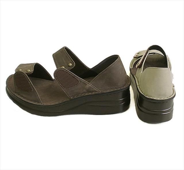 日本製 本革 サンダル レディース 2way サボ 踵が踏める 厚底 4e 幅広